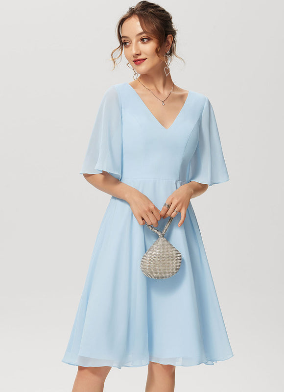 Robe Cocktail Mousseline Asymétrique - gallery 2