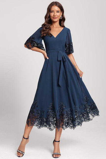 Robe Cocktail Mousseline Nocturne - gallery 2