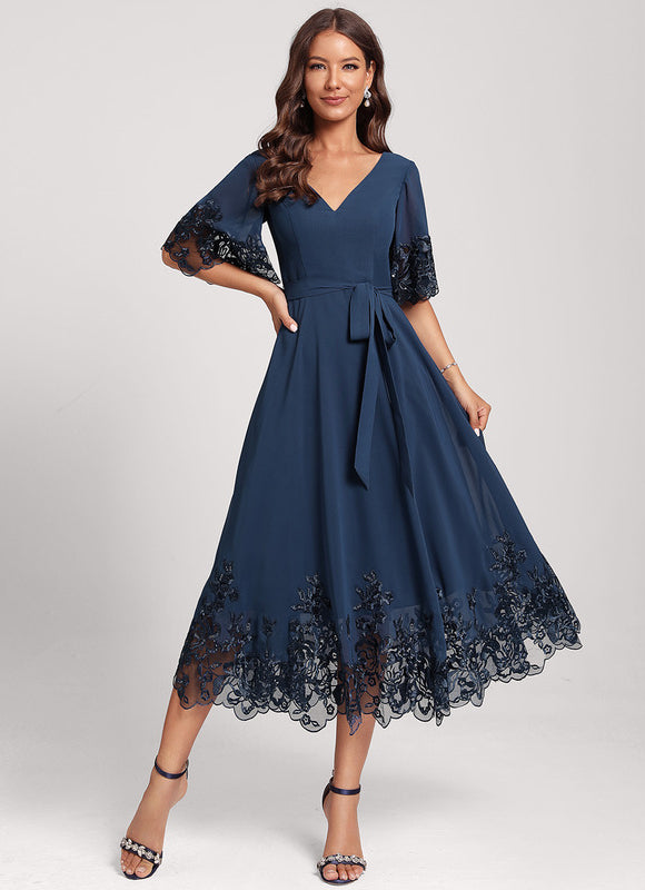 Robe Cocktail Mousseline Nocturne - gallery 2