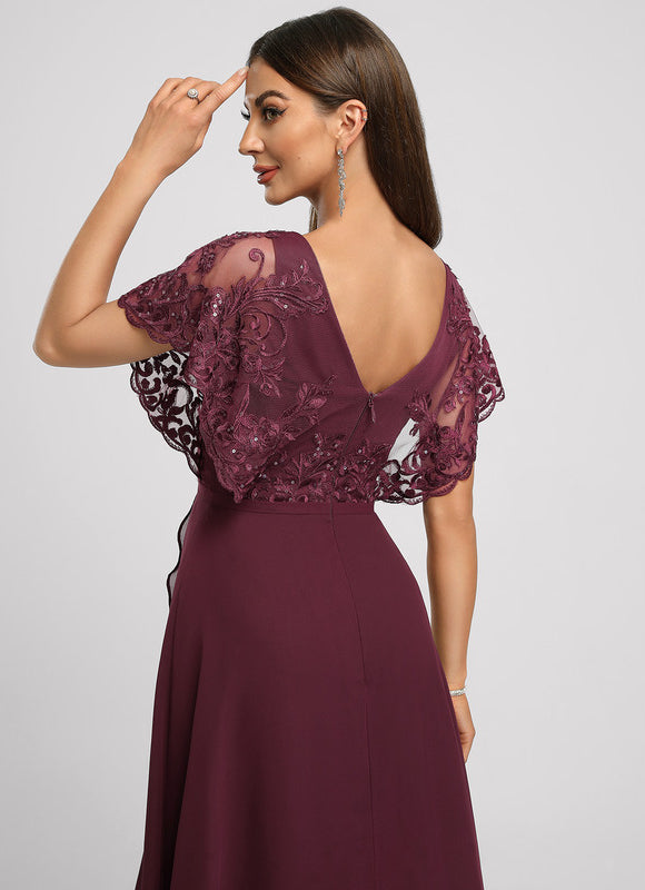 Robe Cocktail Violet Flottant - gallery 1