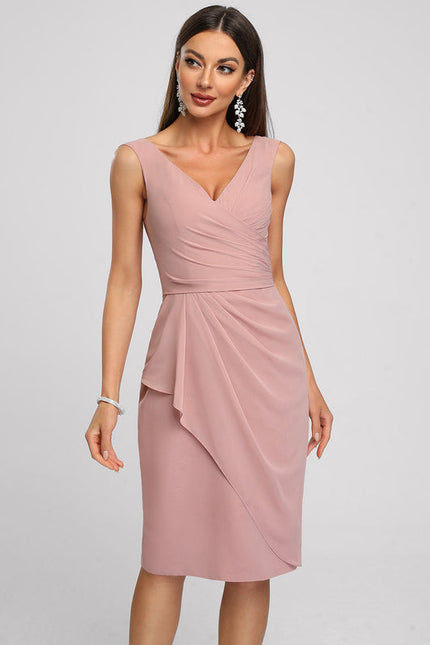 Robe Cocktail Drapée Rose