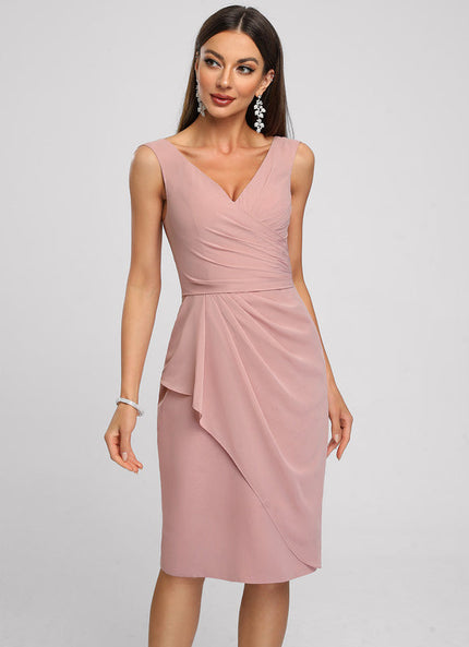 Robe Cocktail Drapée Rose