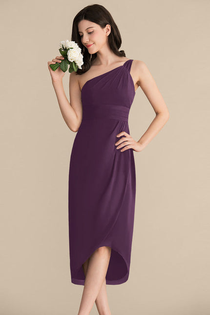 Robe Cocktail Violet Élégance Drapée - gallery 1