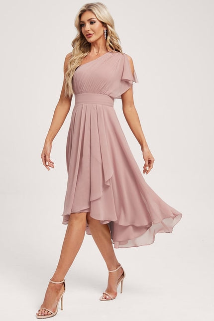 Robe Cocktail Mousseline Rose Poudré - gallery 1
