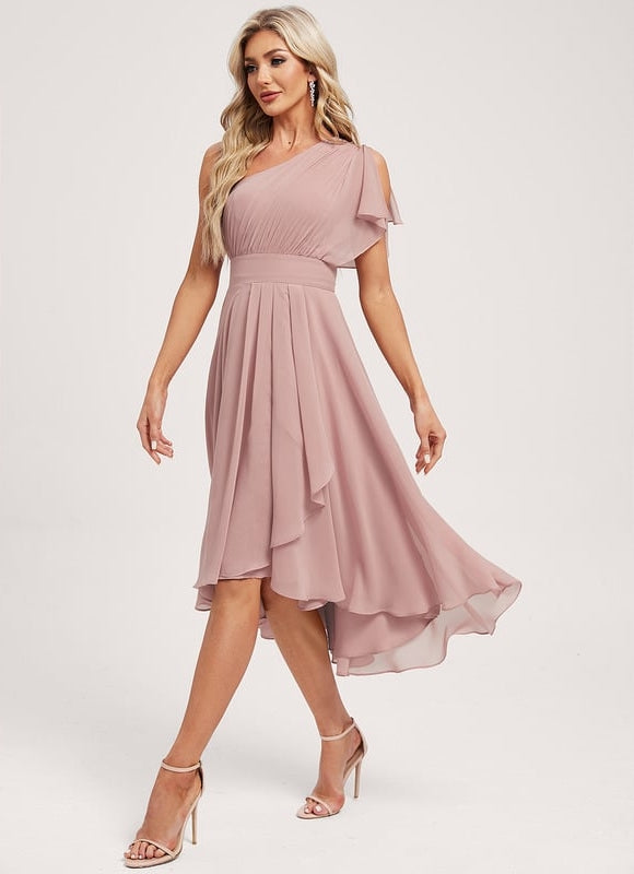 Robe Cocktail Mousseline Rose Poudré - gallery 1