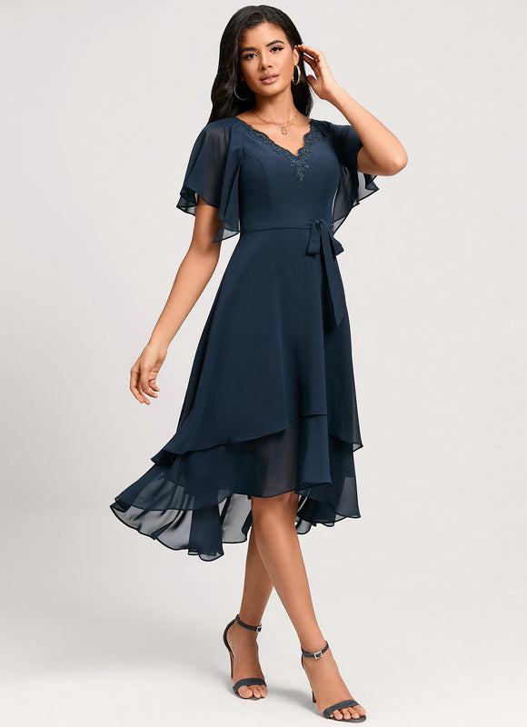Robe Cocktail Flottante Marine - gallery 4
