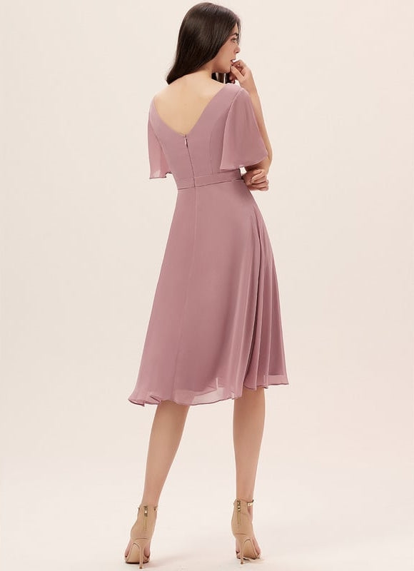 Robe Cocktail Mousseline Asymétrique - gallery 3