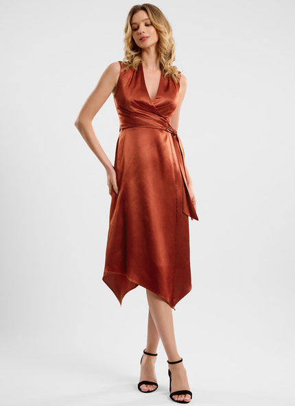 Robe Cocktail Satinée Cuivre