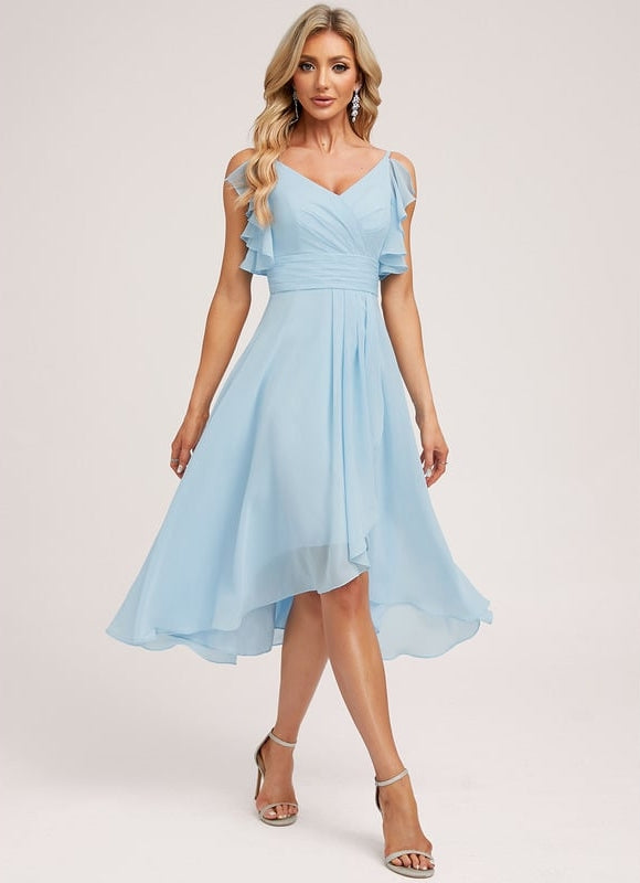 Robe Cocktail Fluide Vert Pâle - gallery 2