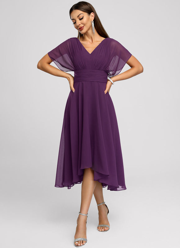 Robe Cocktail Fluide Marine Asymétrique - gallery 4
