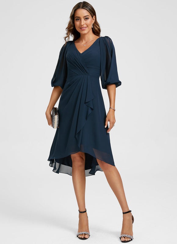 Robe Cocktail Fluide Marine Asymétrique - gallery 3