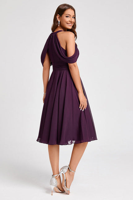Robe Cocktail Aérienne Prune - gallery 1