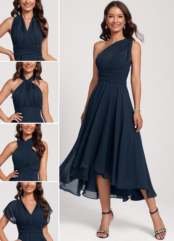 Robe Cocktail Mousseline Vert Émeraude