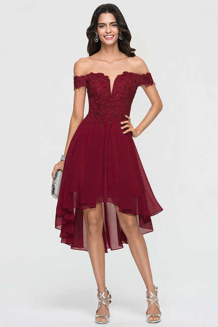 Robe Cocktail Rouge Élégance Asymétrique - gallery 4