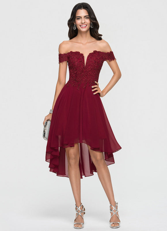 Robe Cocktail Rouge Élégance Asymétrique - gallery 4
