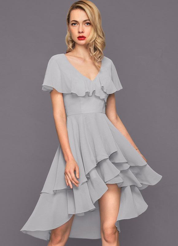 Robe Cocktail Fluide Vert Pâle - gallery 2