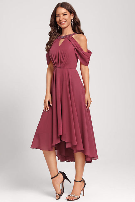 Robe Cocktail Évanescente Bordeaux - gallery 2