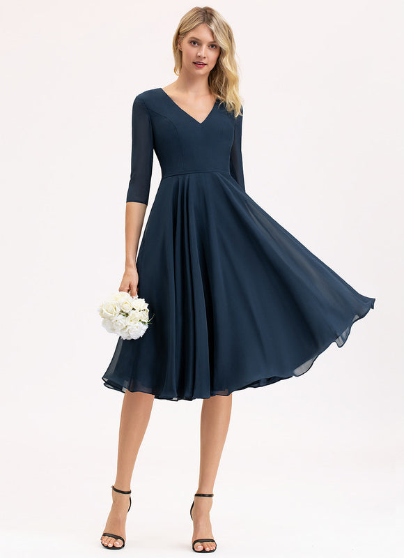 Robe Cocktail Mousseline Asymétrique - gallery 1