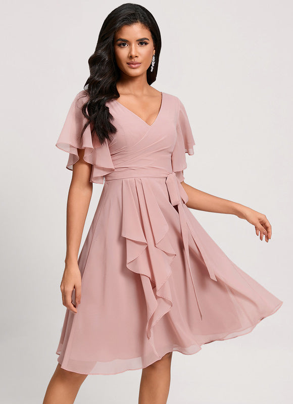 Robe Cocktail Mousseline Émeraude - gallery 2