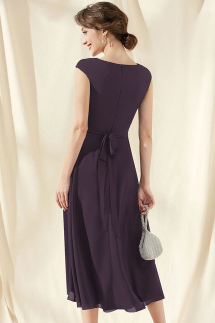 Robe Cocktail Violet Élégant - gallery 4