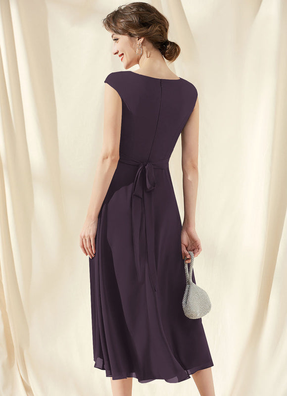 Robe Cocktail Violet Élégant - gallery 4