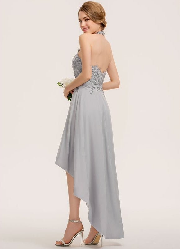 Robe Cocktail Gris Élégant Flottant - gallery 3
