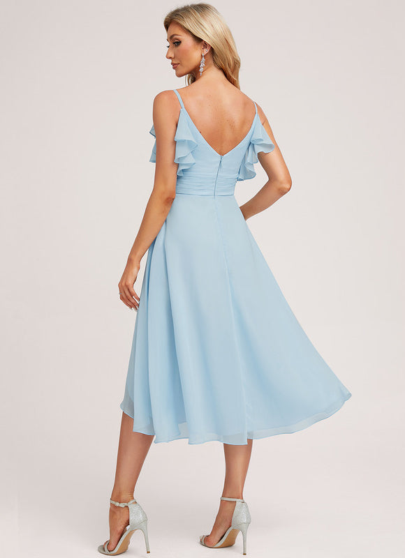 Robe Cocktail Fluide Vert Pâle - gallery 5