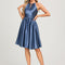 Robe Cocktail Satinée Bleue