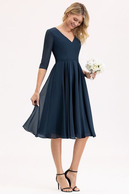 Robe Cocktail Mousseline Asymétrique - gallery 5