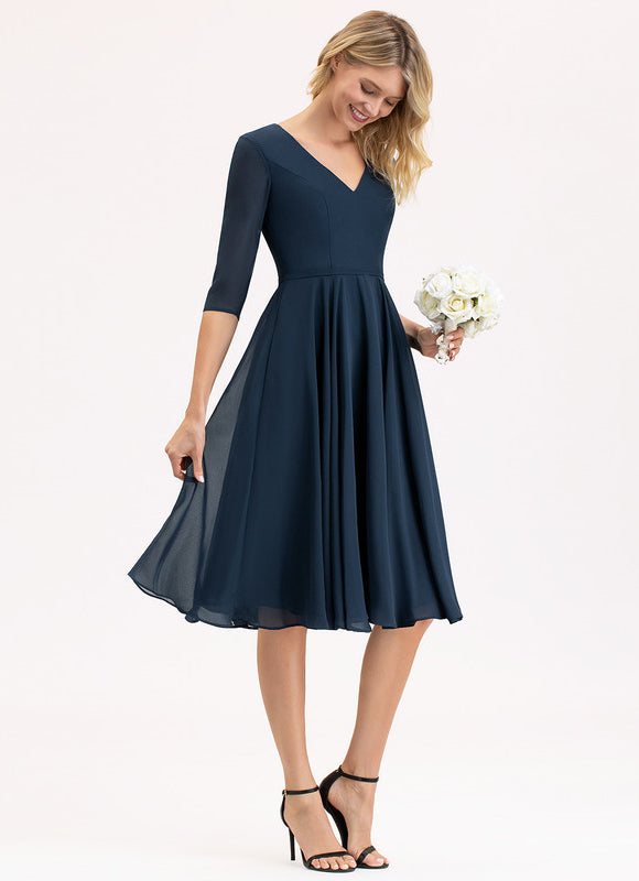 Robe Cocktail Mousseline Asymétrique - gallery 5