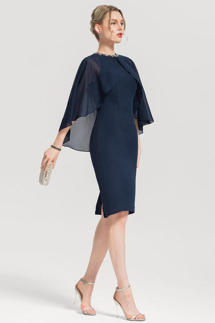 Robe Cocktail Élégance Marine Drapée - gallery 5