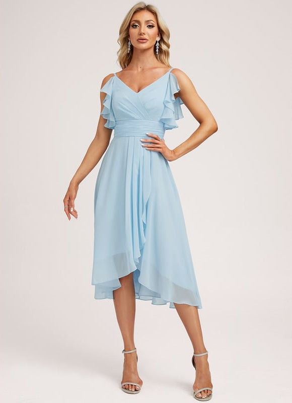 Robe Cocktail Fluide Vert Pâle - gallery 1