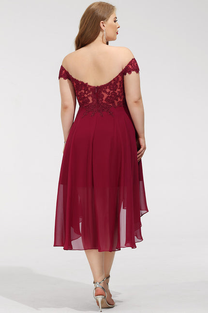 Robe Cocktail Rouge Élégance Asymétrique - gallery 7