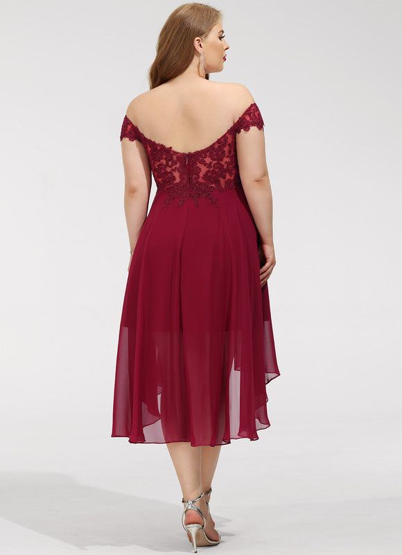 Robe Cocktail Rouge Élégance Asymétrique - gallery 7
