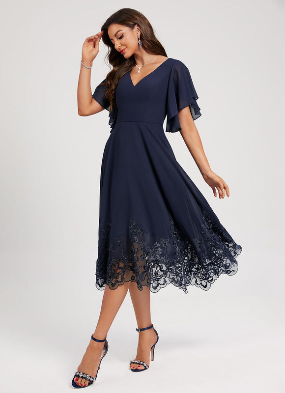 Robe Cocktail Mousseline Nocturne - gallery 3
