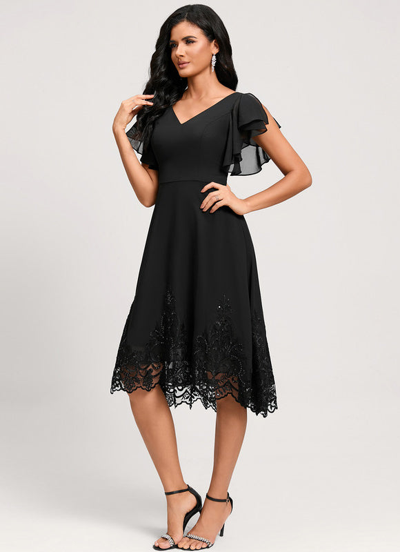 Robe Cocktail Noire Élégante - gallery 3