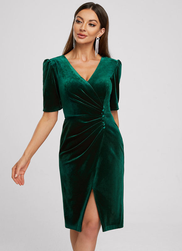 Robe Cocktail Velours Élégant - gallery 3
