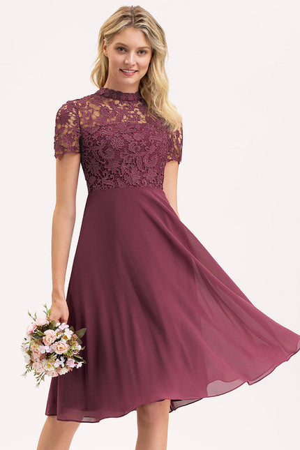 Robe Cocktail Bordeaux Dentelle