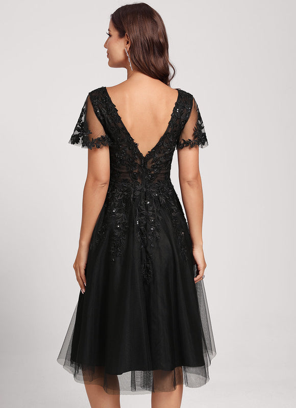 Robe Cocktail Noir Tulle Chic - gallery 8
