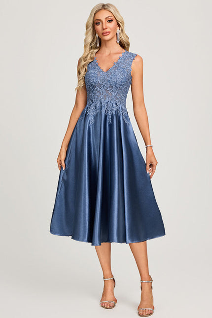 Robe Cocktail Satinée Azur - gallery 3