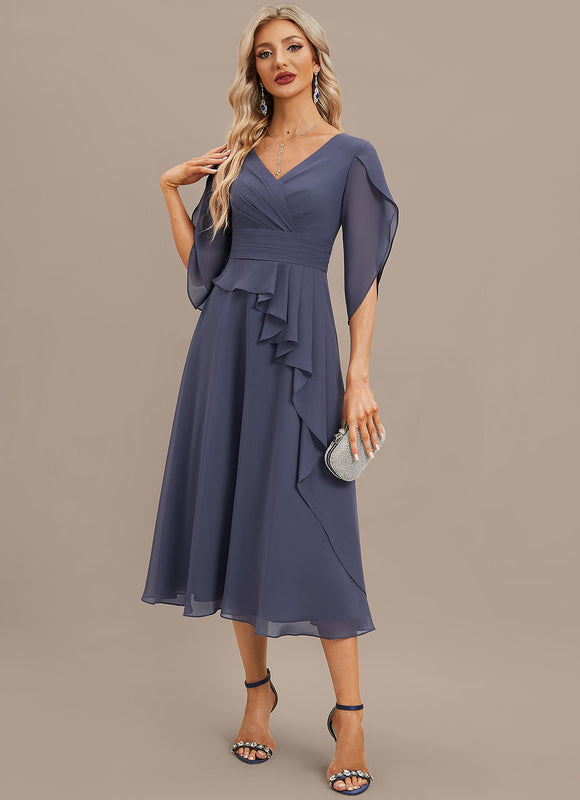 Robe Cocktail Flottante Saphir - gallery 5