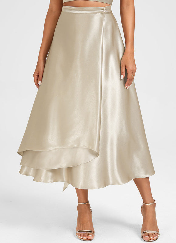 Robe Cocktail Satin Beige - gallery 3