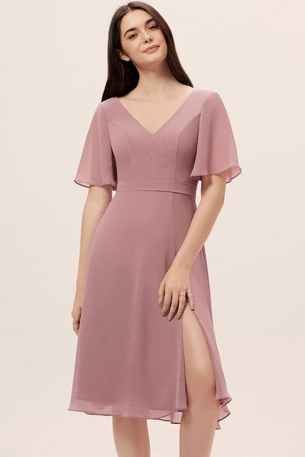 Robe Cocktail Mousseline Asymétrique