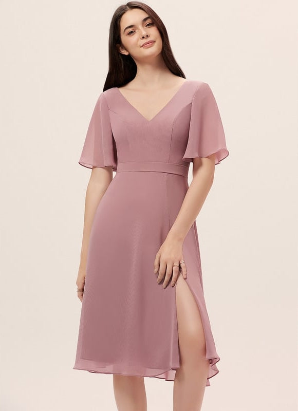 Robe Cocktail Mousseline Asymétrique