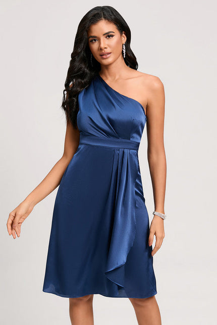 Robe Cocktail Satinée Unilatérale
