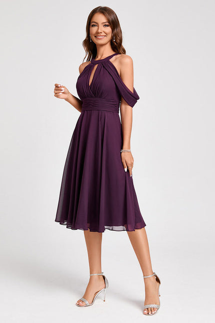 Robe Cocktail Aérienne Prune - gallery 4