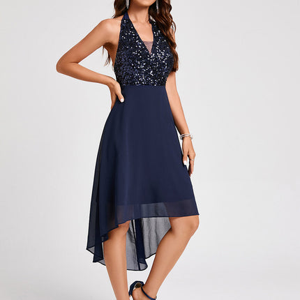 Robe Cocktail Pailletée Asymétrique
