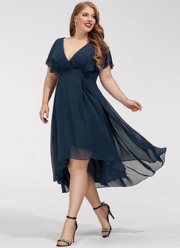Robe Cocktail Fluide Marine Asymétrique - gallery 8