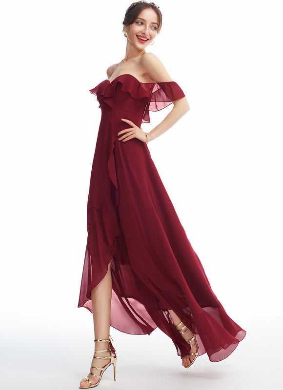 Robe Cocktail Rouge Flottant Élégant - gallery 1