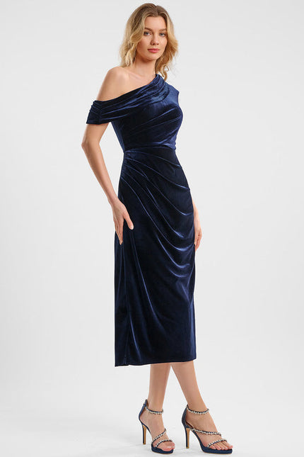 Robe Cocktail Velours Drapée